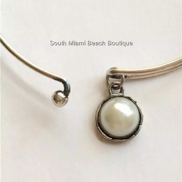 Seahorse Charm Bracelet Silver DREAMING OF SEA Life Pearl Nautical Plated 8" - Picture 10 of 14